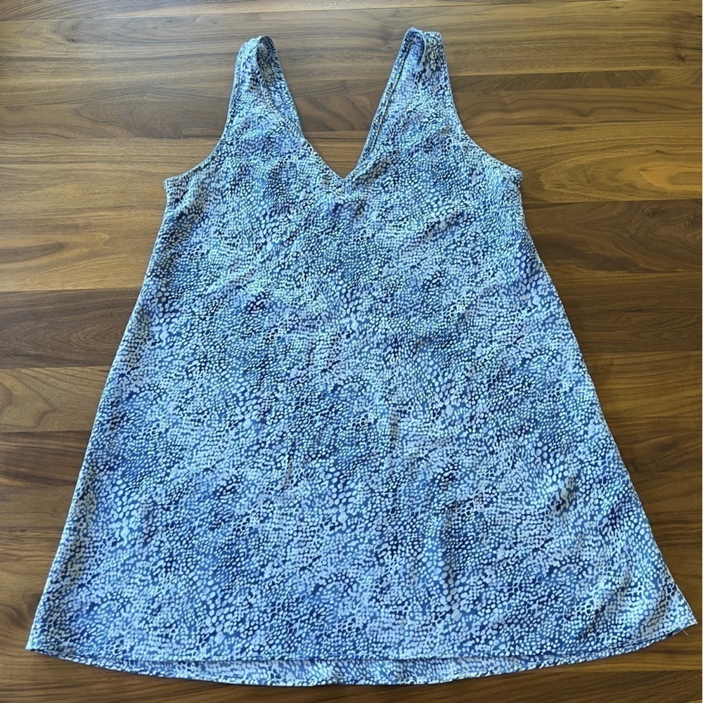 Josie Natori slip dress/chemise blue‎ and white dot print size Large